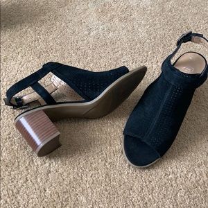 Franco Sarto Open Toe Perforated Black Booties 8